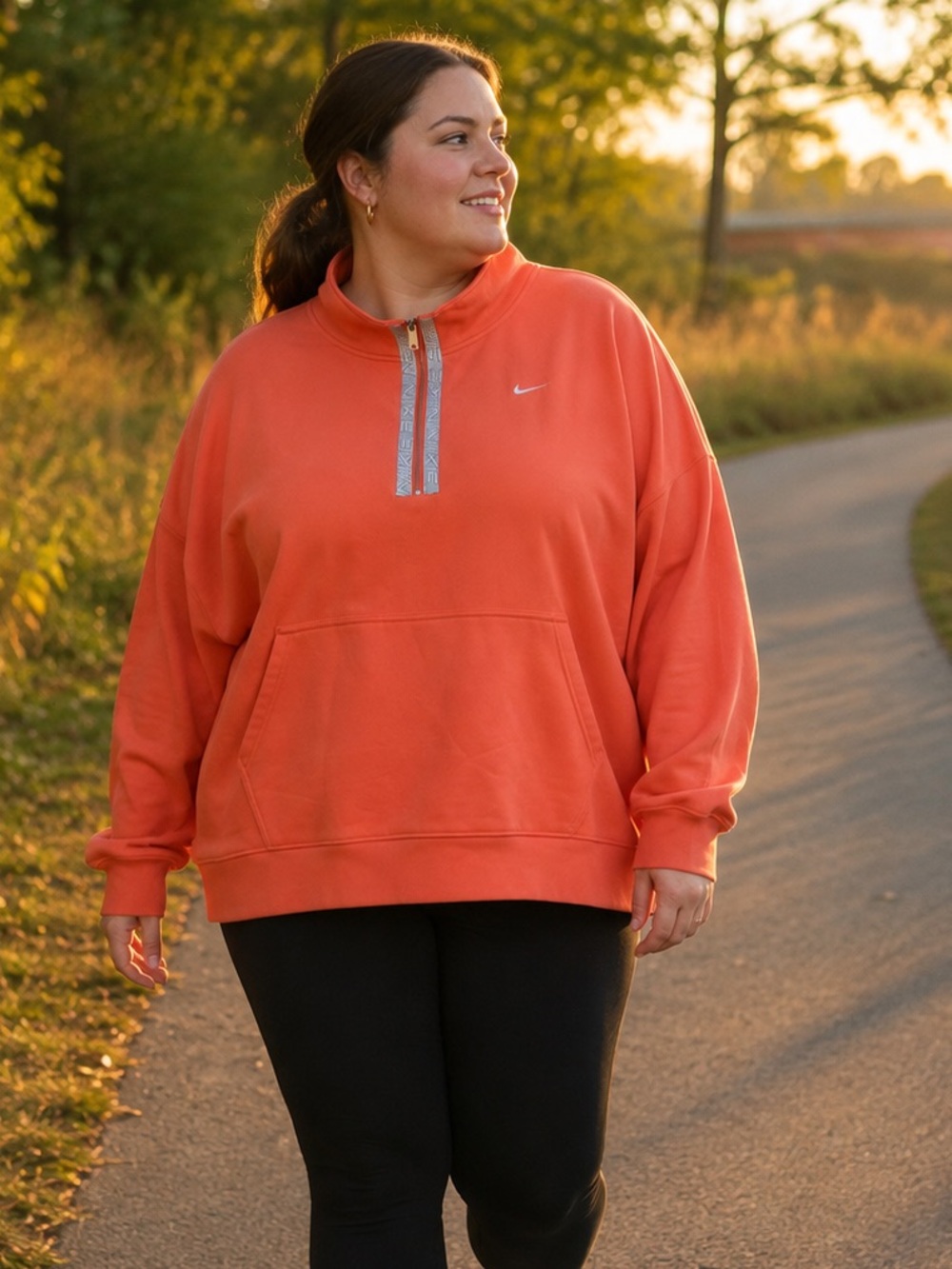 Nike Phoenix Fleece Therma-FIT Oversized Quarter Zip Sweatshirt‎ Coral Orange 3X
